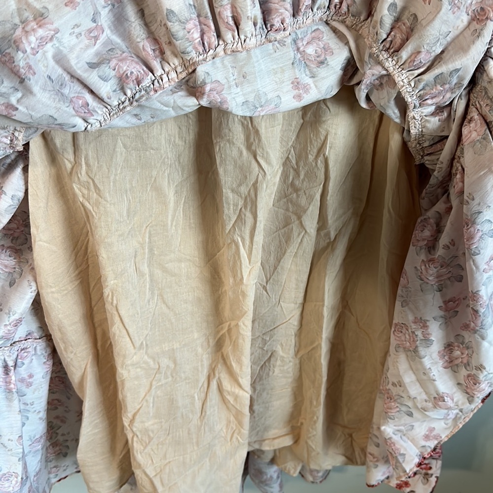 Jessakae Collection Midi Blush Ruffle Flower Vintage Drawstring Waist Dress - Picture 8 of 16